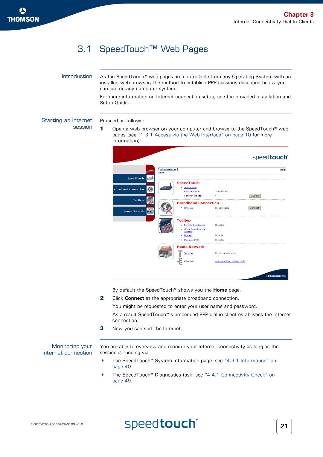 Apple TM546 manual SpeedTouch Web Pages 