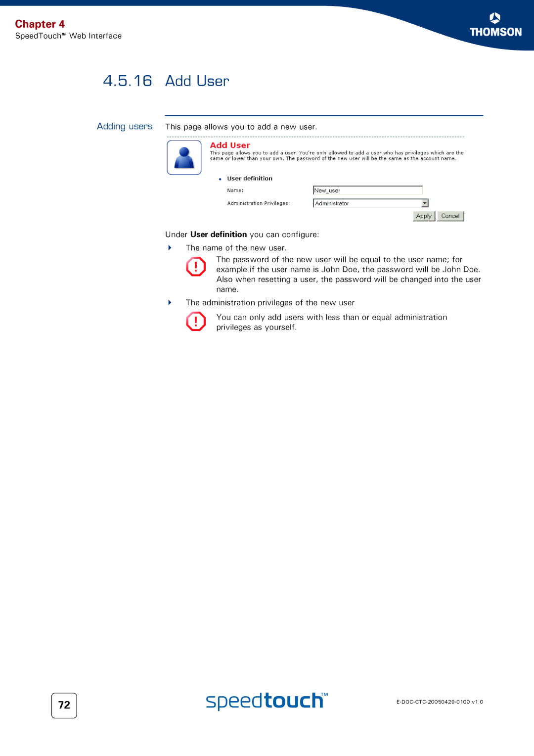 Apple TM546 manual Add User 