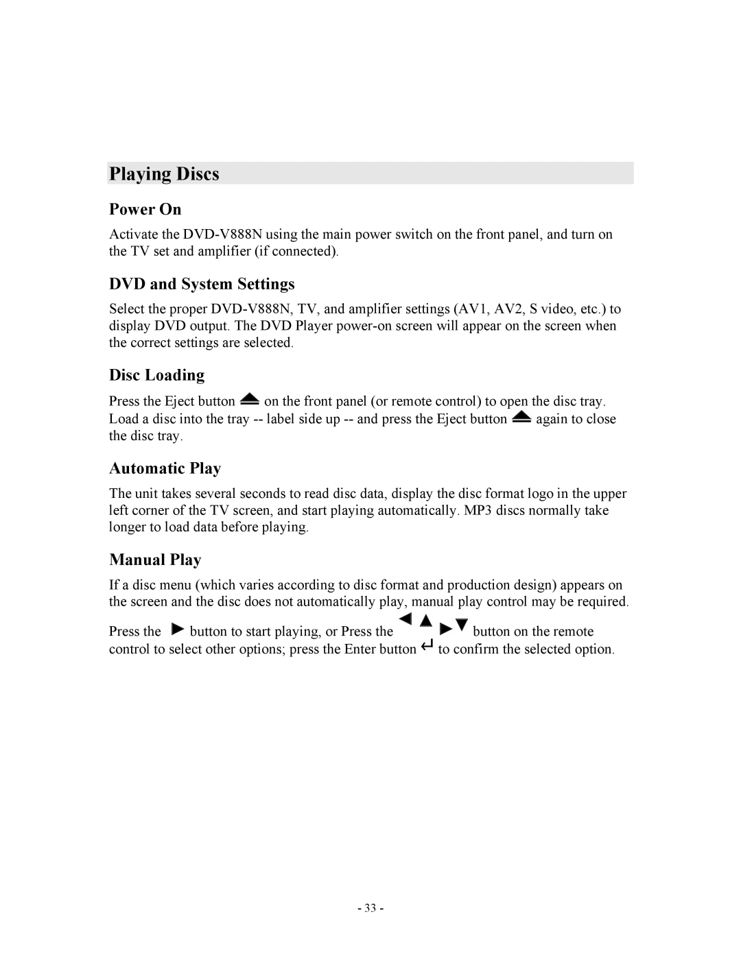 Apple V888N instruction manual Playing Discs 