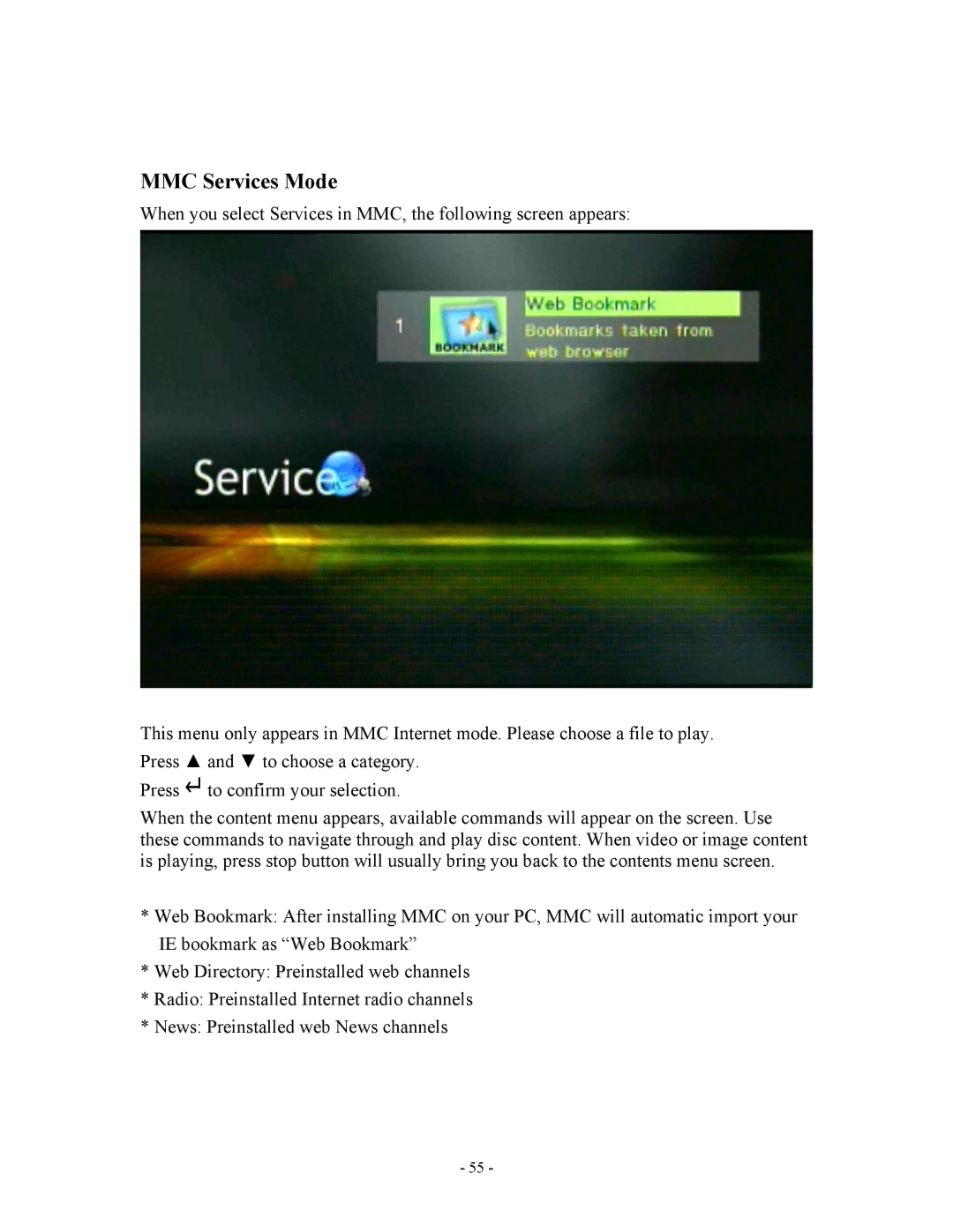 Apple V888N instruction manual MMC Services Mode 