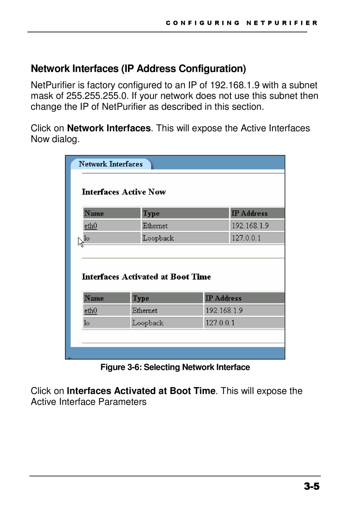 Apple Version 3 manual Network Interfaces IP Address Configuration, Selecting Network Interface 