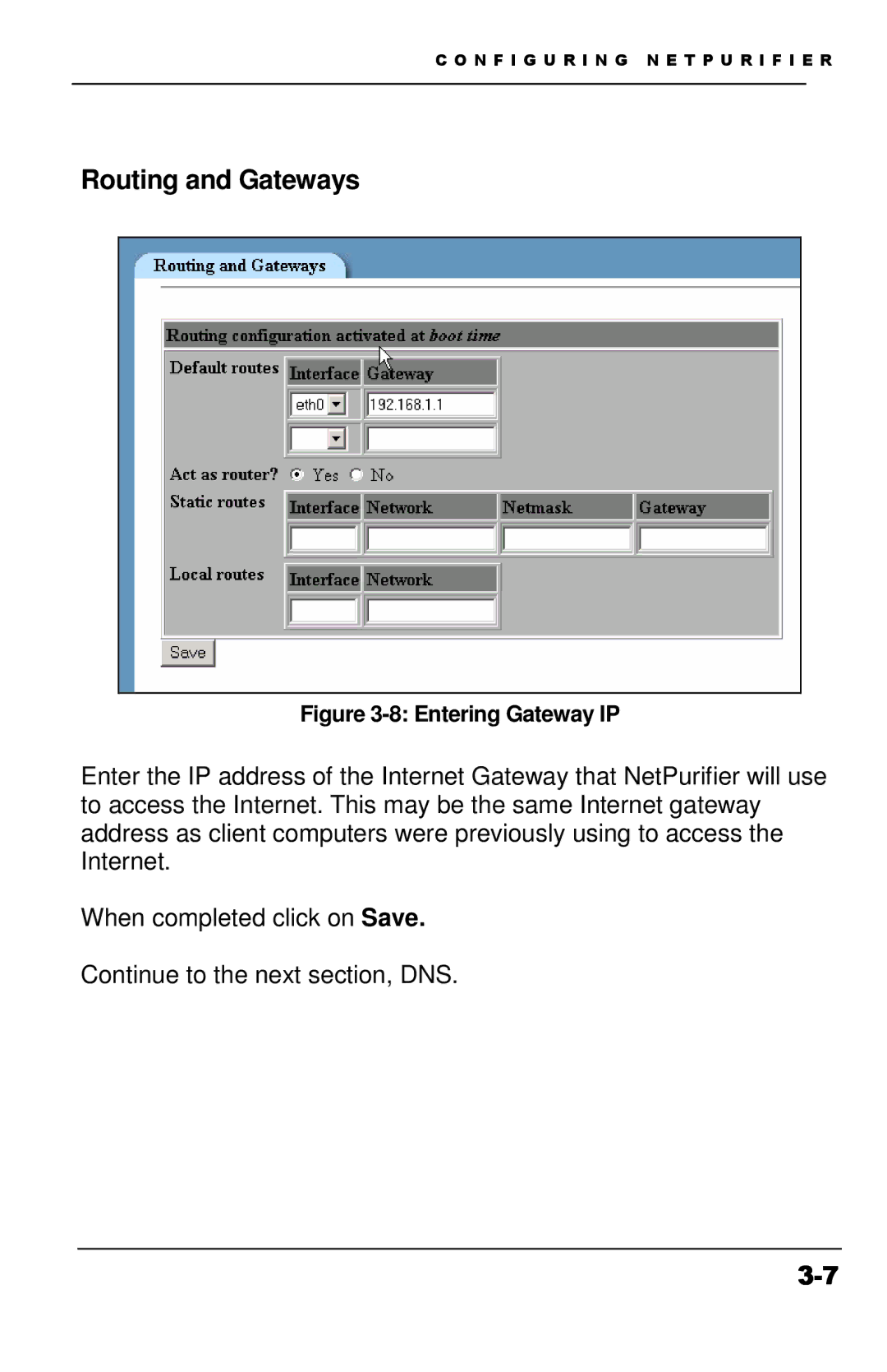 Apple Version 3 manual Routing and Gateways, Entering Gateway IP 