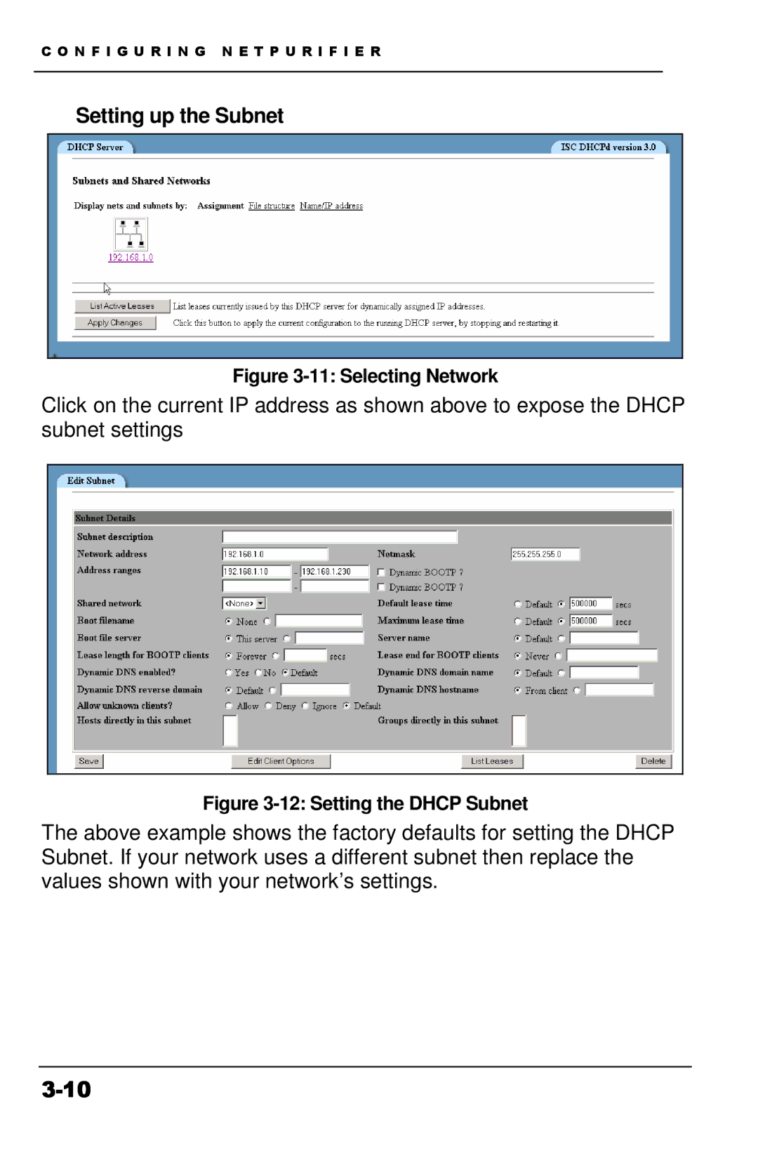 Apple Version 3 manual Setting up the Subnet, Selecting Network 