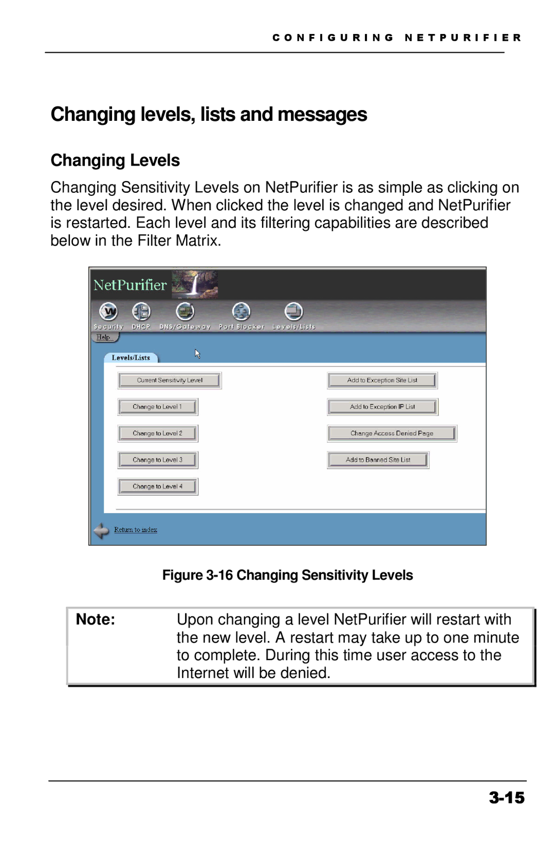 Apple Version 3 manual Changing levels, lists and messages, Changing Levels 