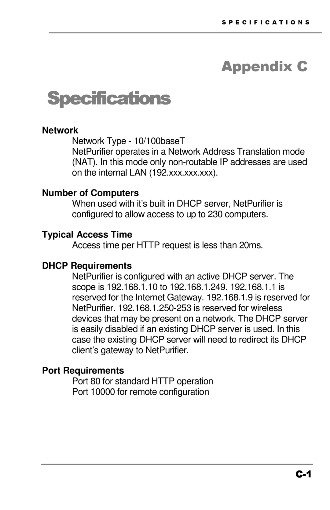 Apple Version 3 manual Network, Number of Computers, Typical Access Time, Dhcp Requirements, Port Requirements 