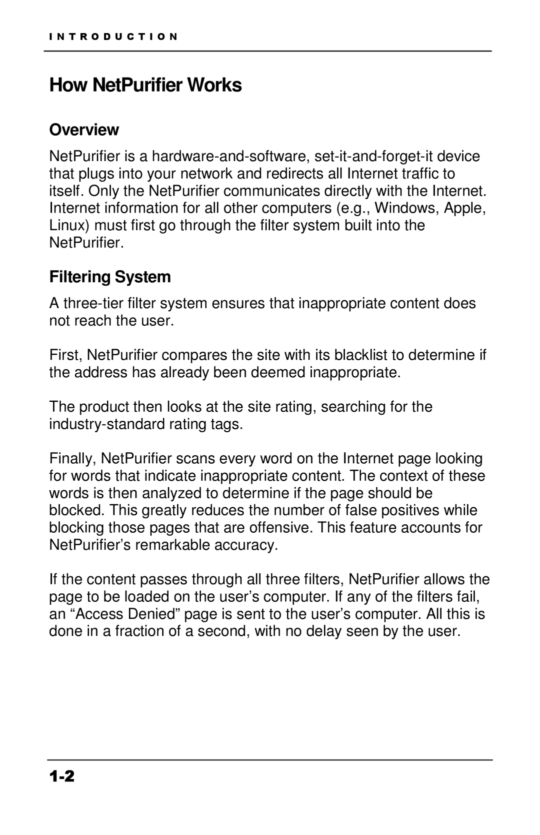 Apple Version 3 manual How NetPurifier Works, Overview, Filtering System 