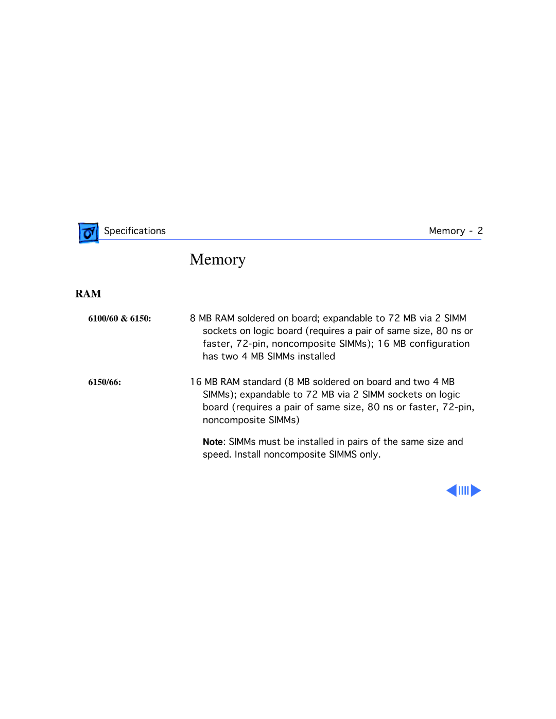 Apple WS 6150 manual Memory, Ram 