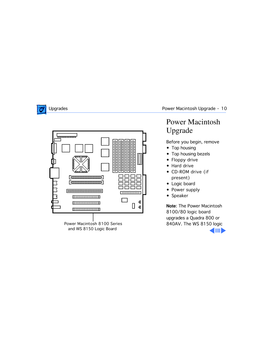 Apple WS 8150 manual Power Macintosh Upgrade 