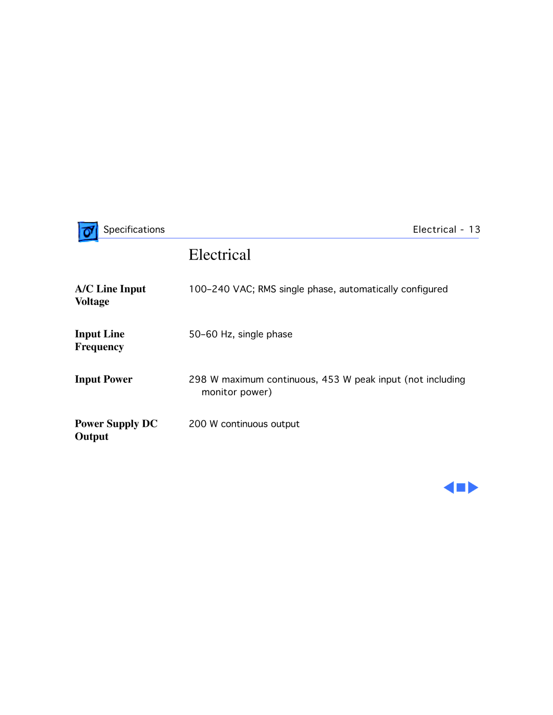 Apple WS 8150 manual Electrical 