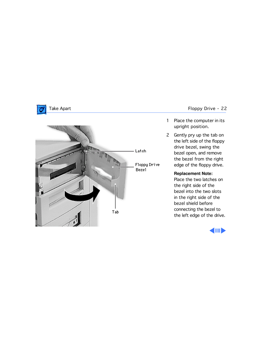 Apple WS 9650 manual Place the two latches on 