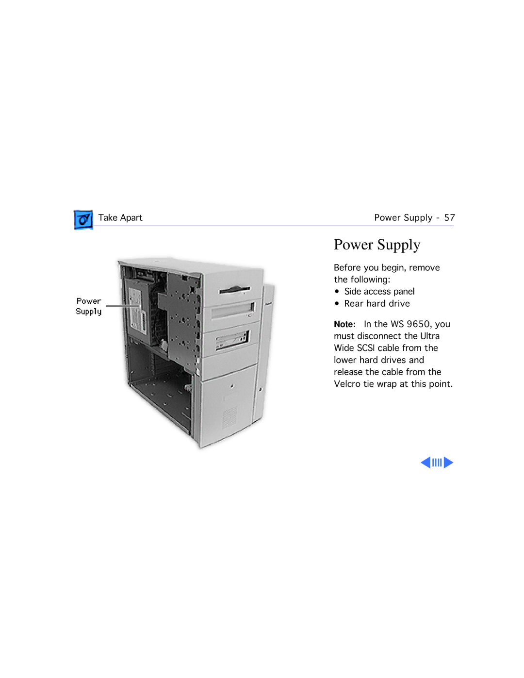 Apple WS 9650 manual Power Supply 