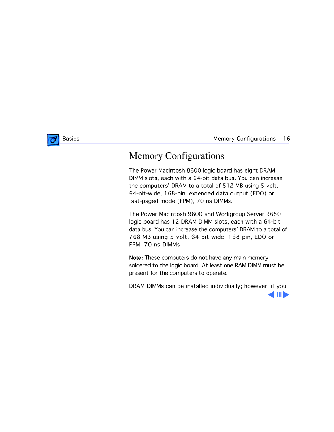 Apple WS 9650 manual Memory Configurations 