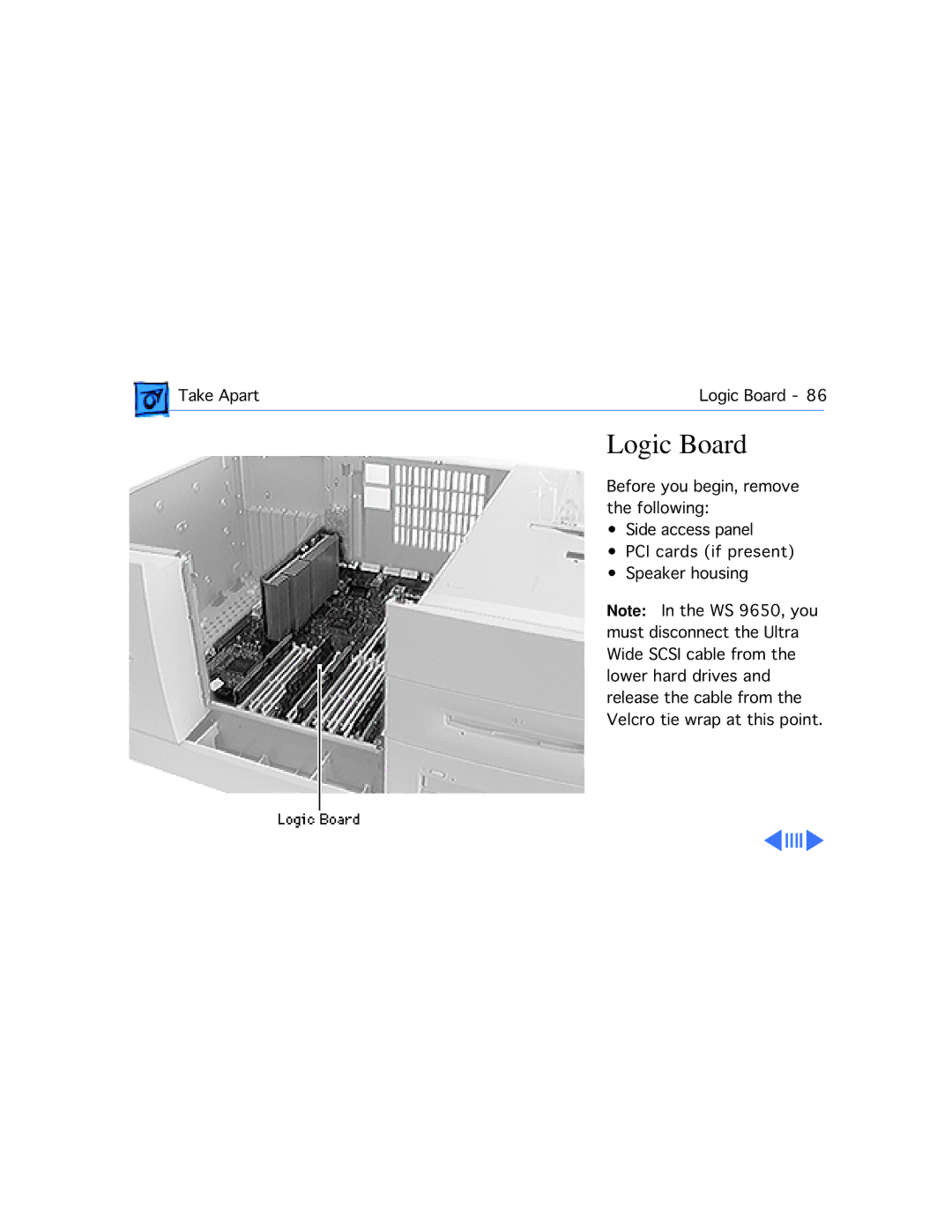 Apple WS 9650 manual Logic Board 