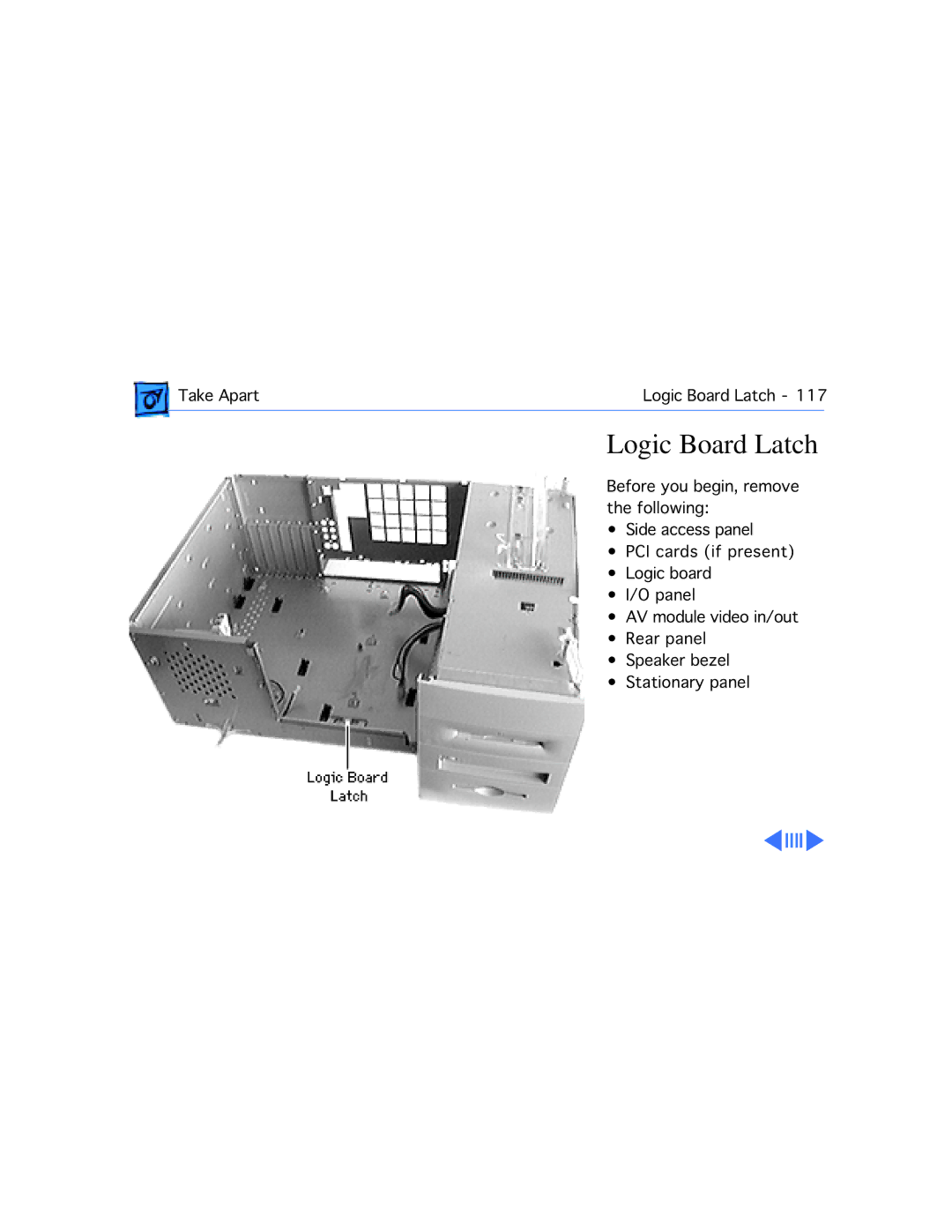 Apple WS 9650 manual Logic Board Latch 