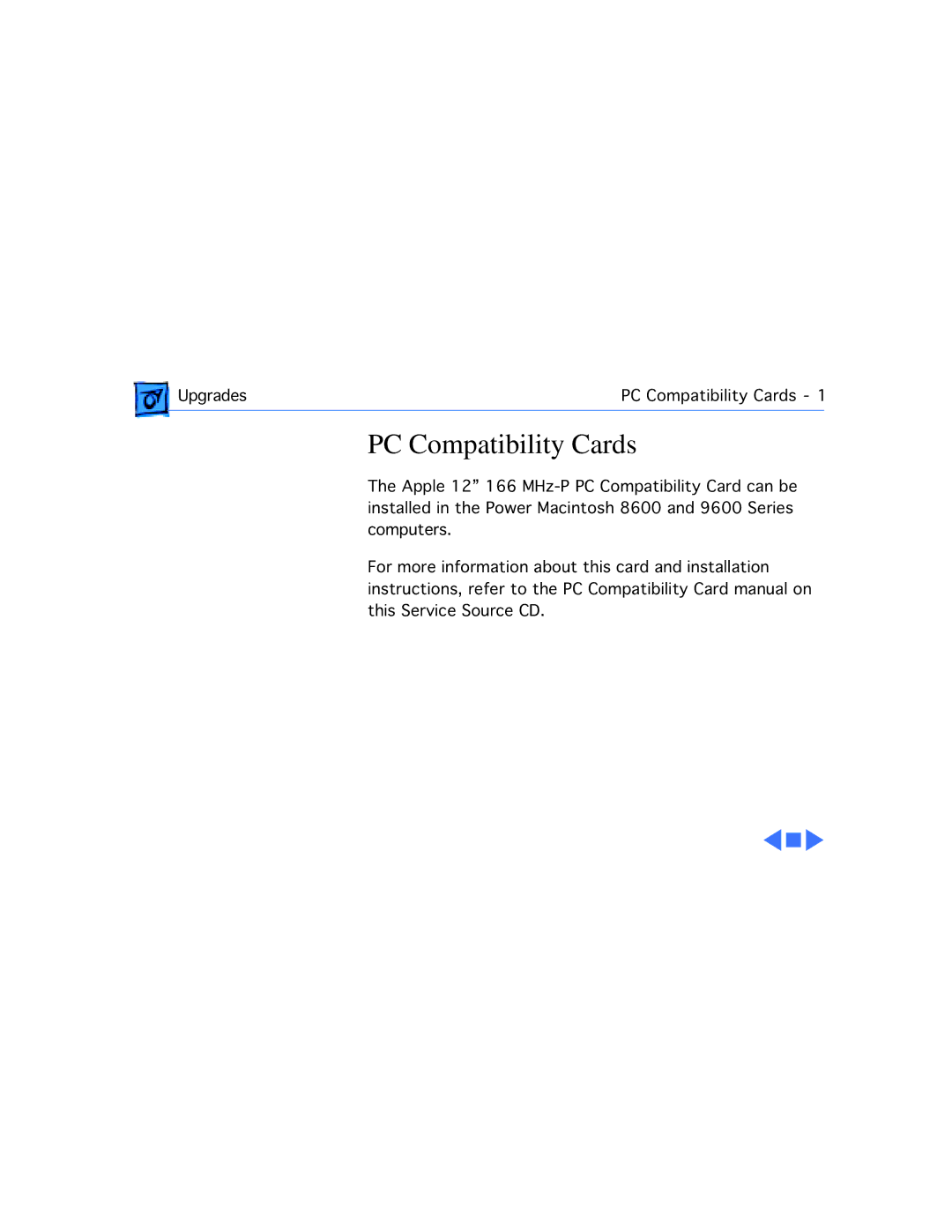 Apple WS 9650 manual Upgrades PC Compatibility Cards 