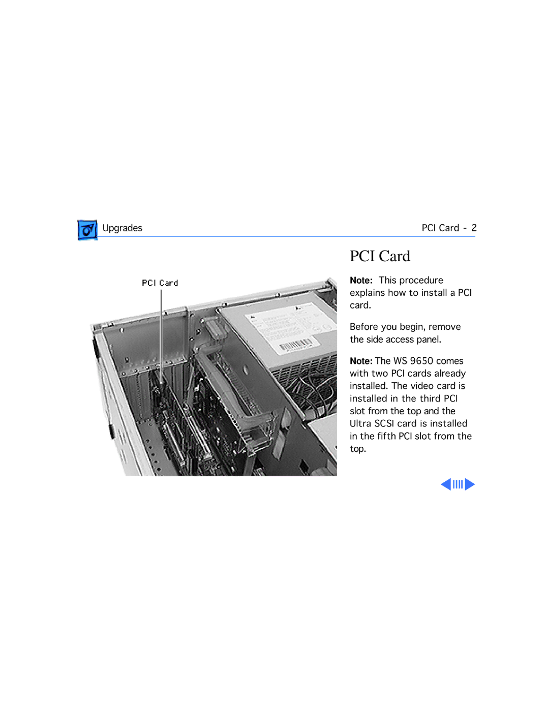 Apple WS 9650 manual PCI Card 