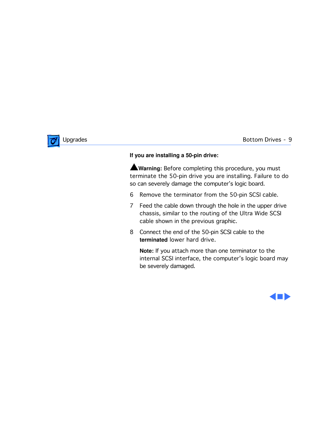 Apple WS 9650 manual If you are installing a 50-pin drive 