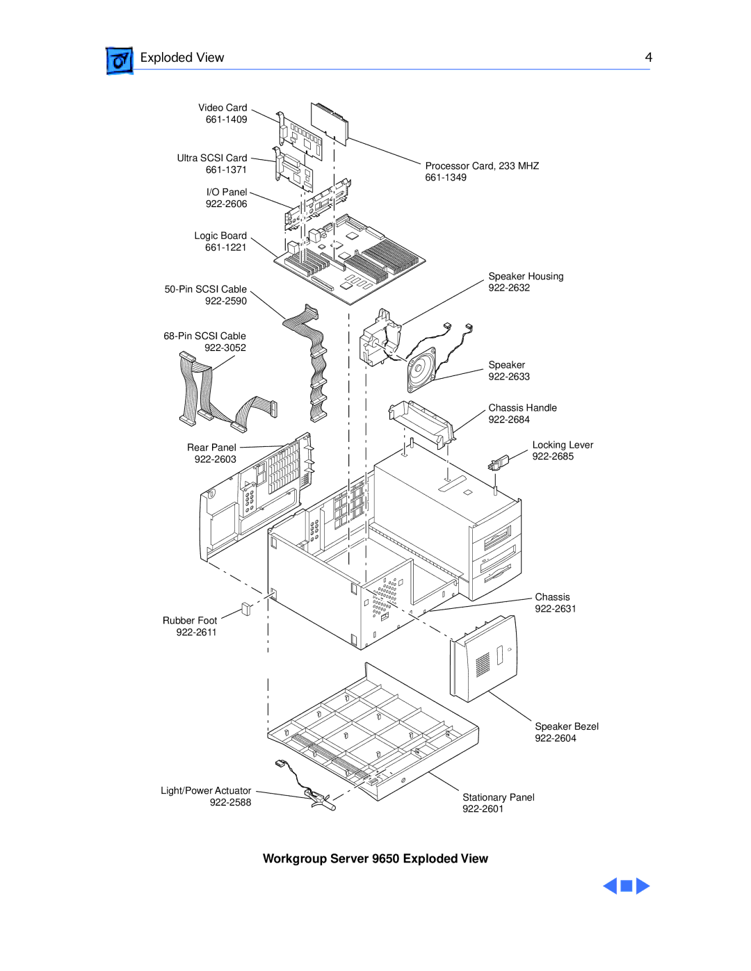 Apple WS 9650 manual Workgroup Server 9650 Exploded View 