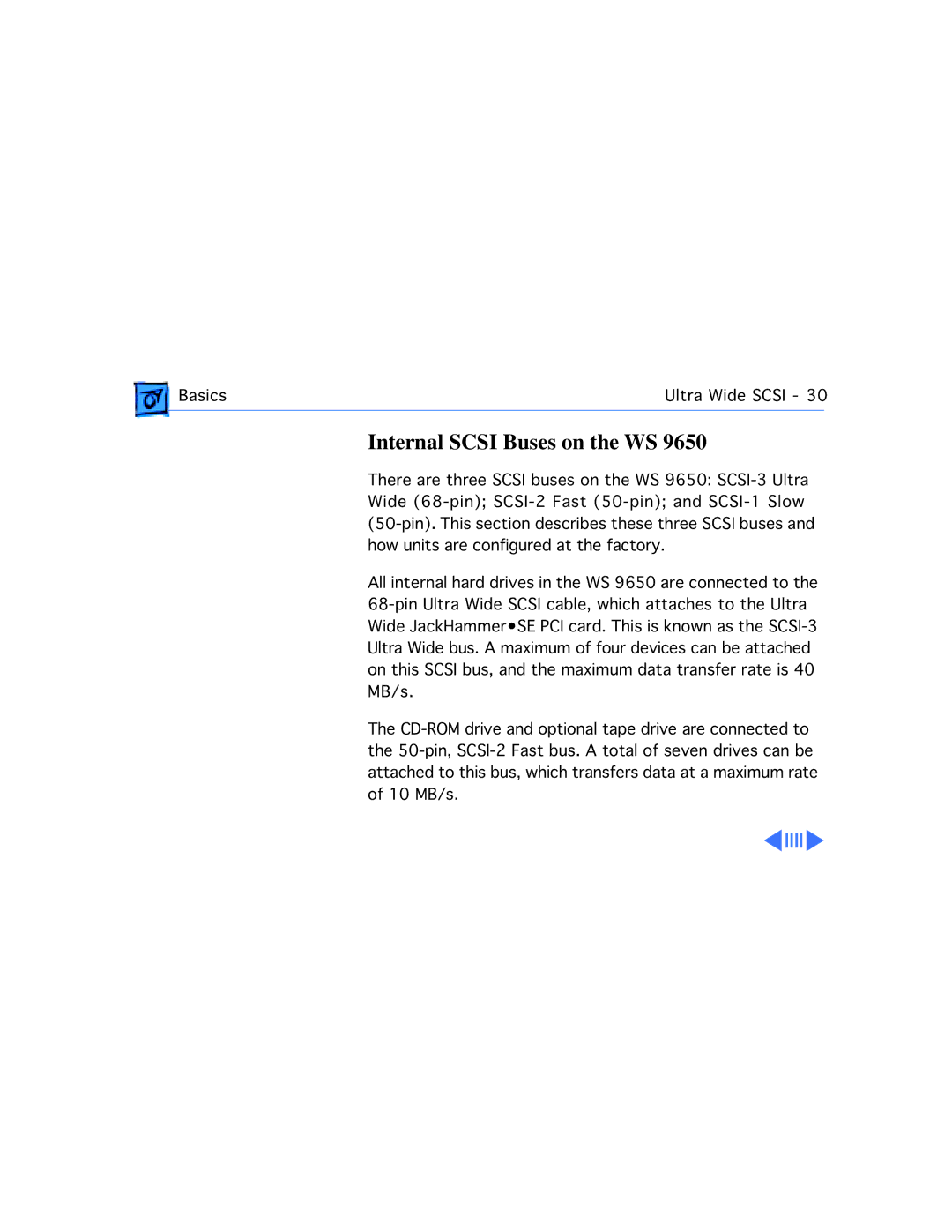 Apple WS 9650 manual Internal Scsi Buses on the WS 