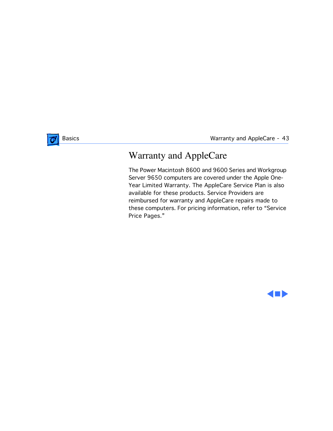 Apple WS 9650 manual Warranty and AppleCare 