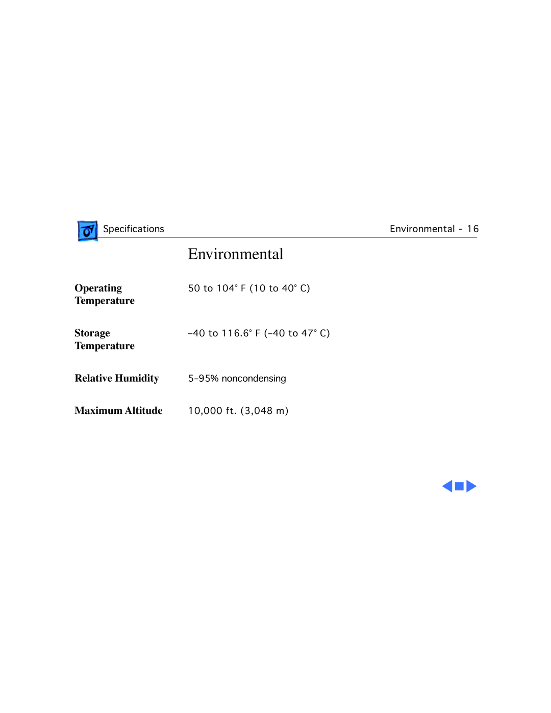 Apple WS 9650 manual Environmental 