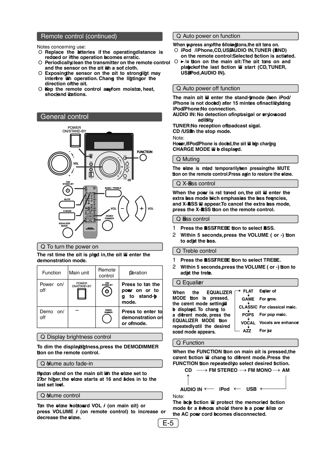 Apple XL-DH259P operation manual General control, Remote control 