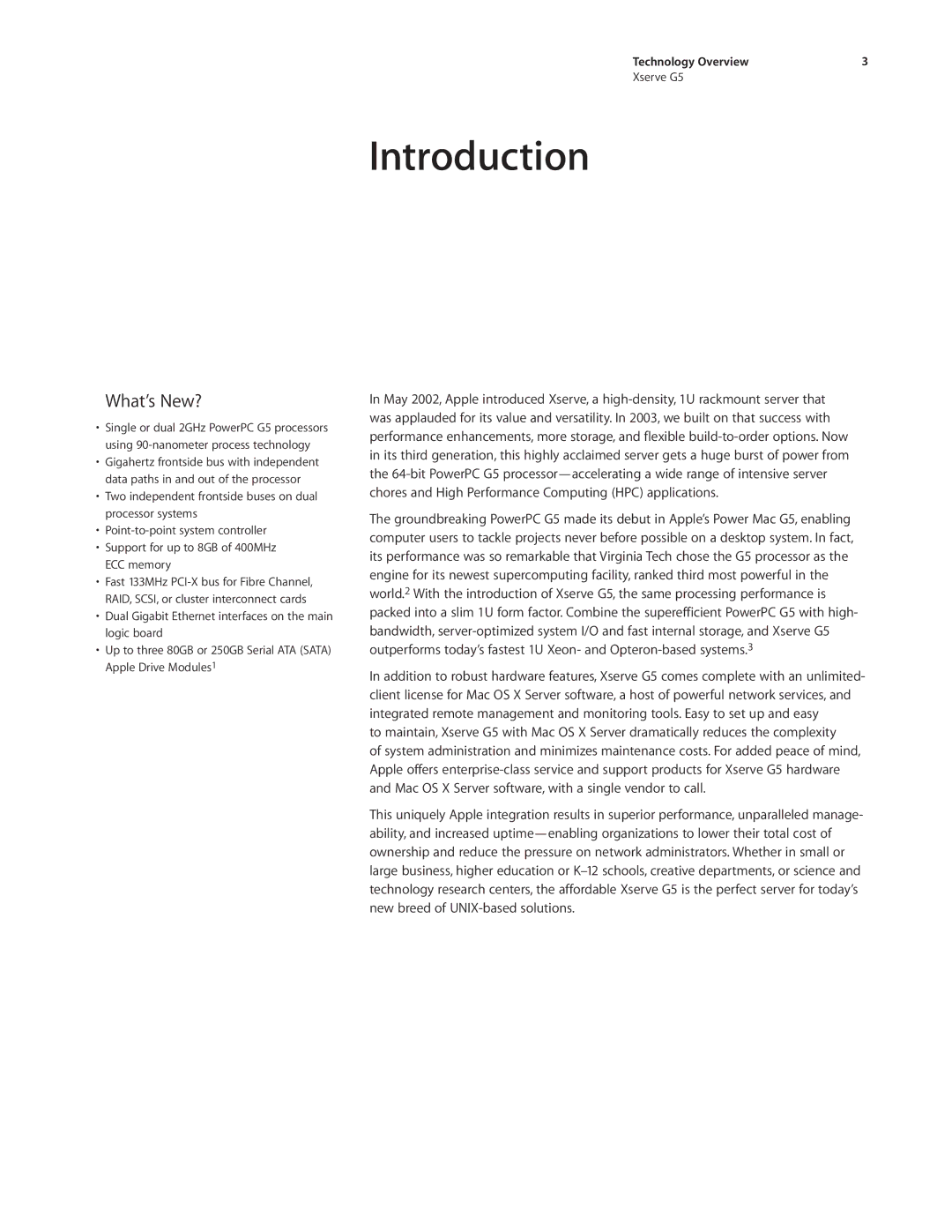 Apple Xserve G5 manual Introduction, What’s New? 