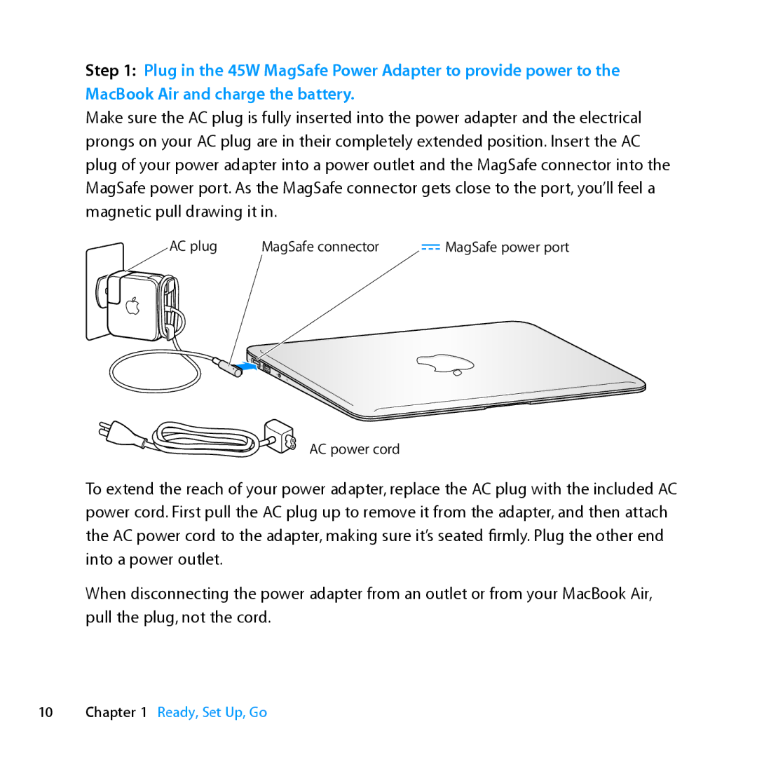 Apple Z0MF manual AC plug MagSafe connector ¯MagSafe power port AC power cord 