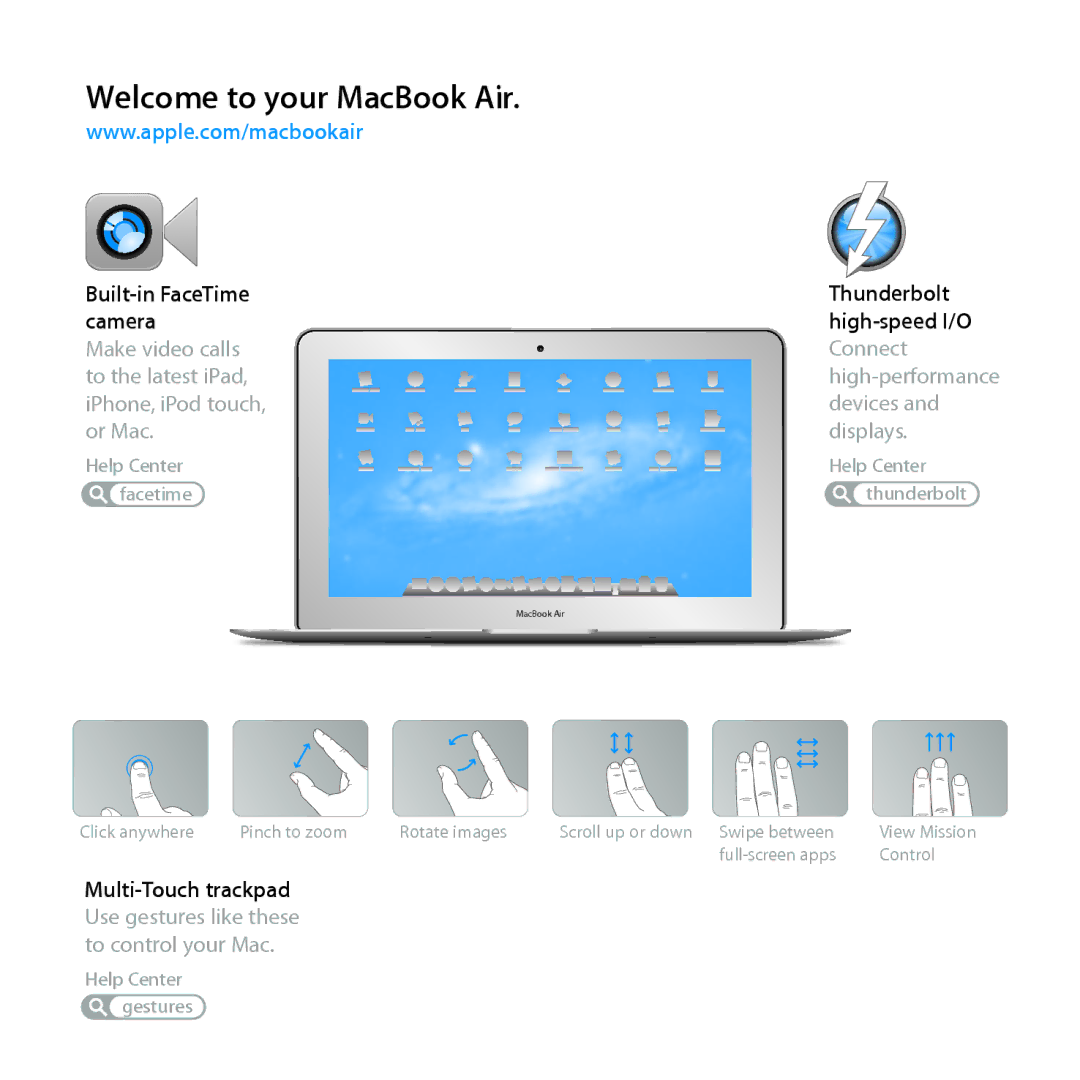 Apple Z0MF manual Welcome to your MacBook Air 