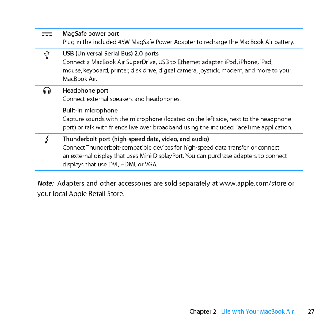 Apple Z0MF manual ¯ MagSafe power port 