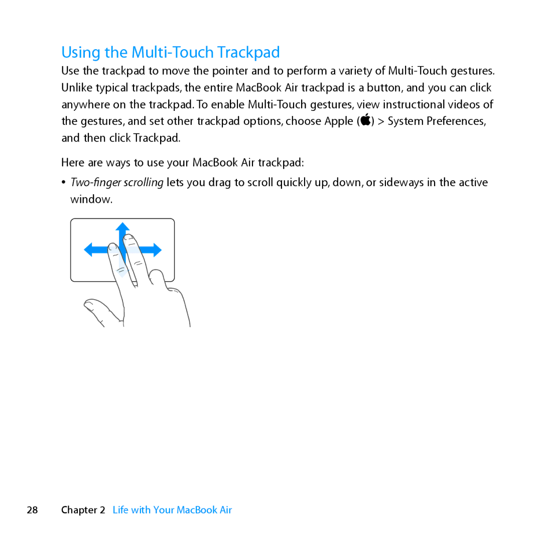 Apple Z0MF manual Using the Multi-Touch Trackpad 