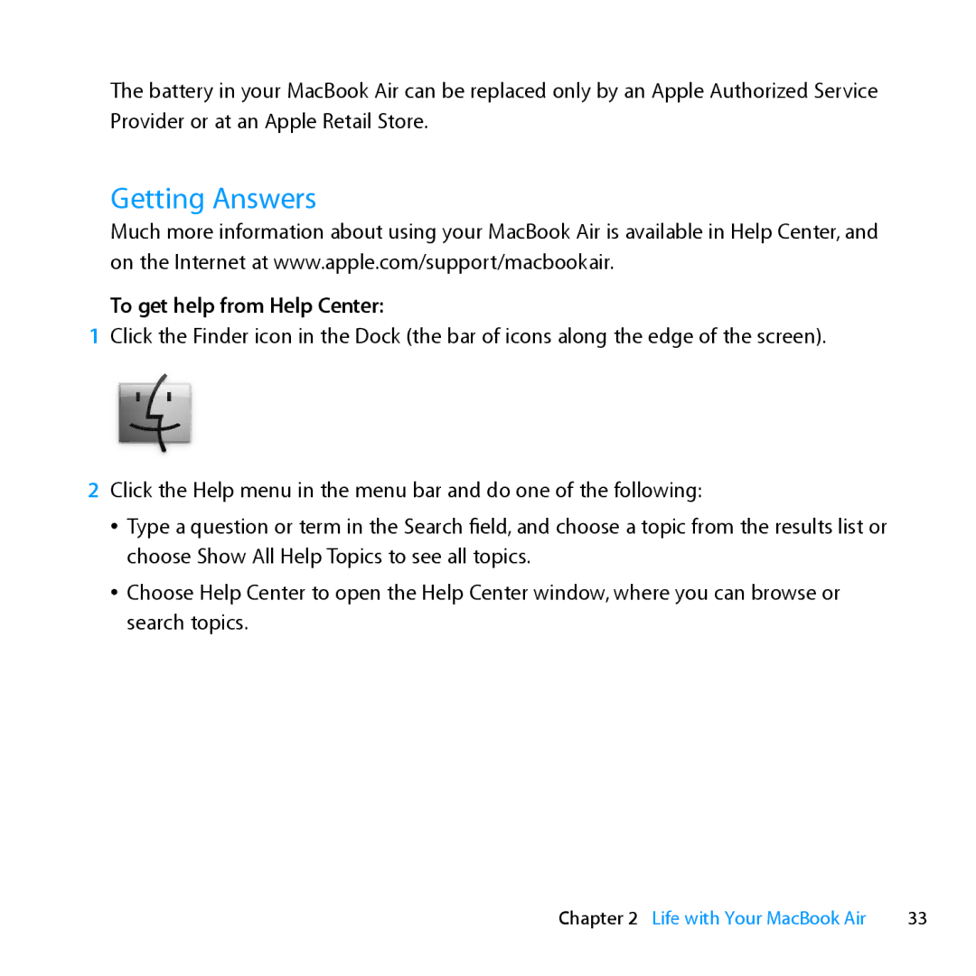 Apple Z0MF manual Getting Answers, To get help from Help Center 
