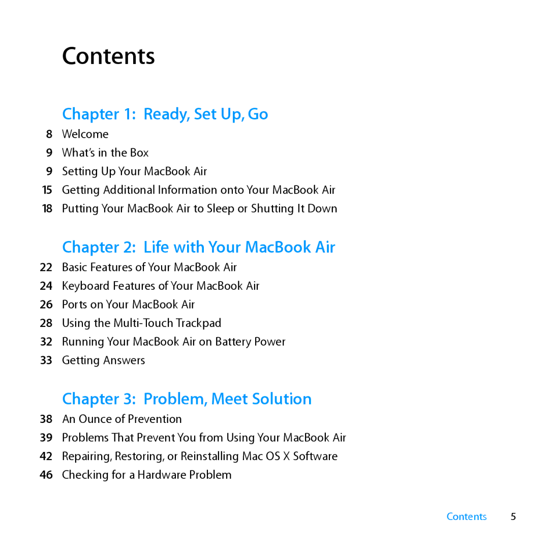 Apple Z0MF manual Contents 