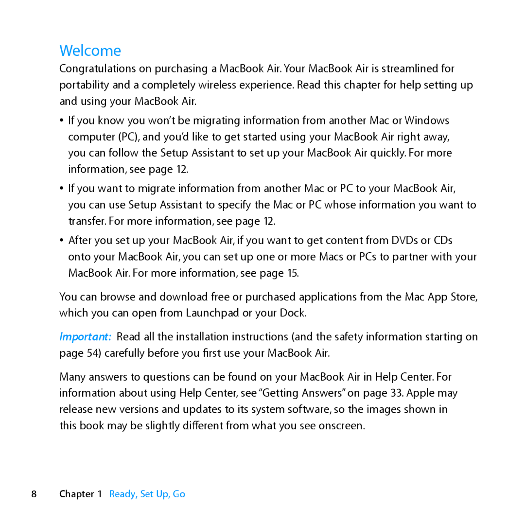 Apple Z0MF manual Welcome 