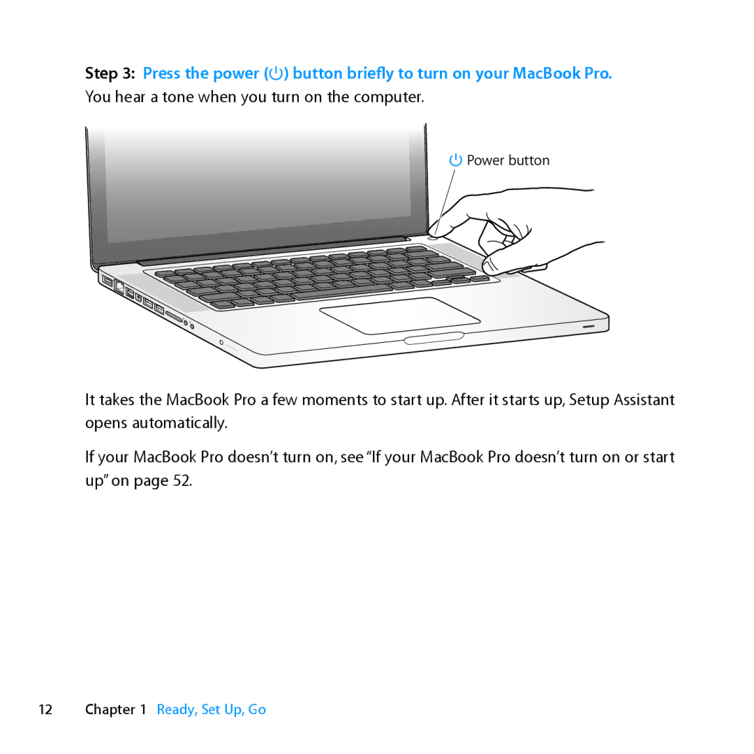 Apple Z0PY2LL/A, MD318LLA manual Power button 