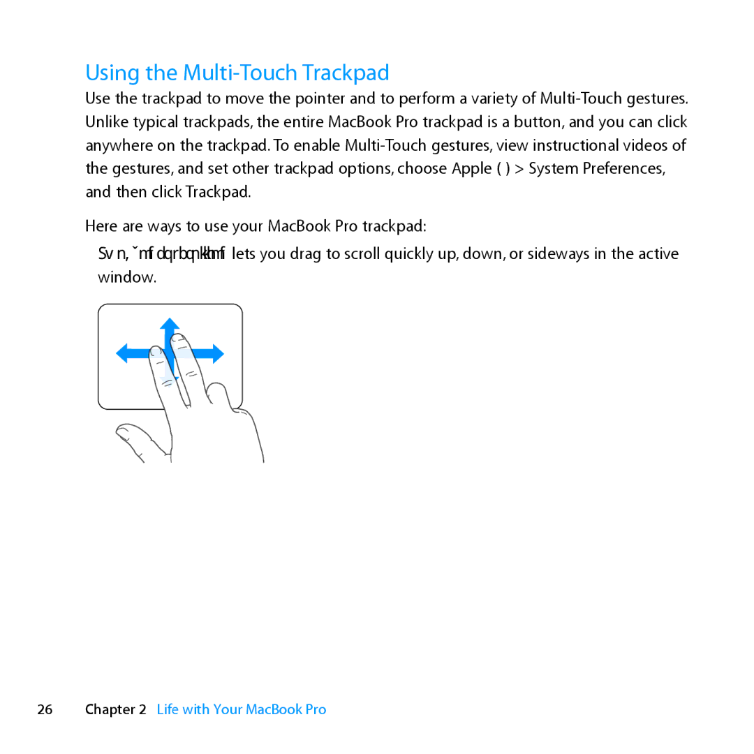 Apple Z0PY2LL/A, MD318LLA manual Using the Multi-Touch Trackpad 