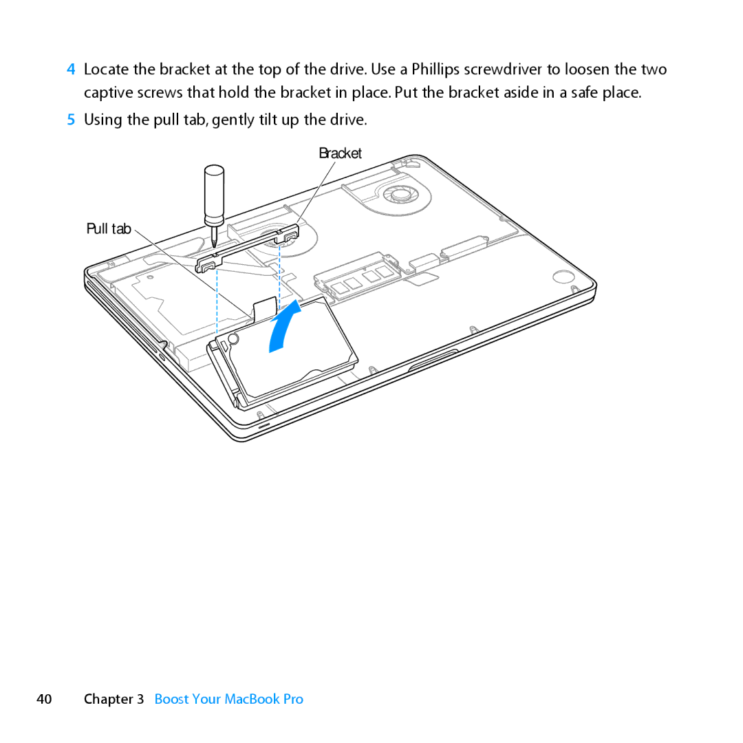 Apple Z0PY2LL/A, MD318LLA manual Using the pull tab, gently tilt up the drive 