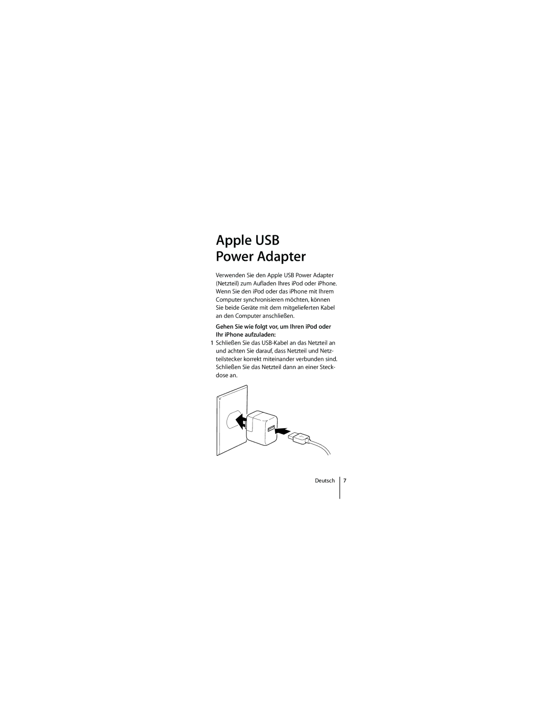 Apple ZM034-4835-A manual Apple USB Power Adapter 