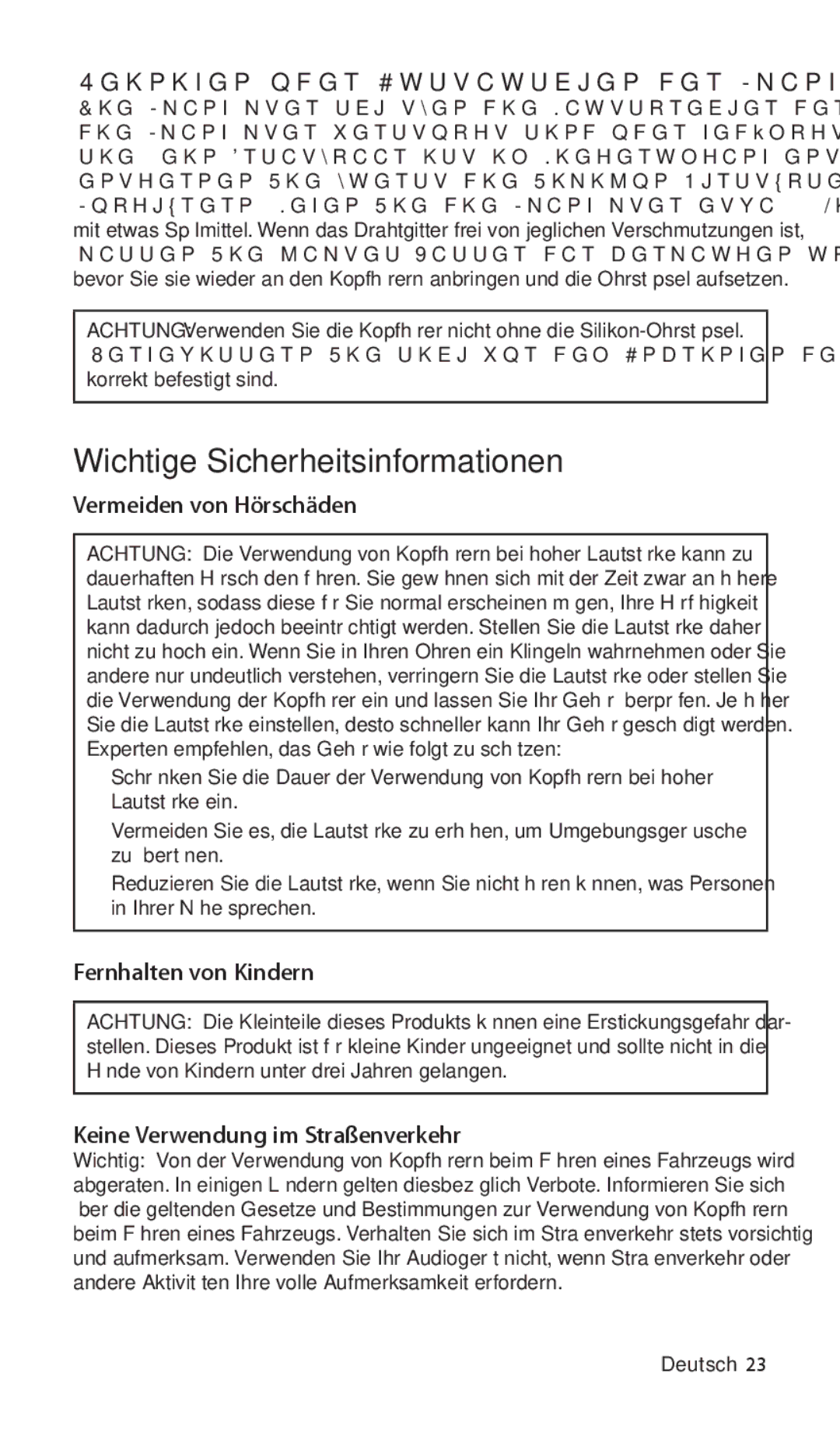 Apple ZM034-4942-A Wichtige Sicherheitsinformationen, Reinigen oder Austauschen der Klangfilter, Vermeiden von Hörschäden 