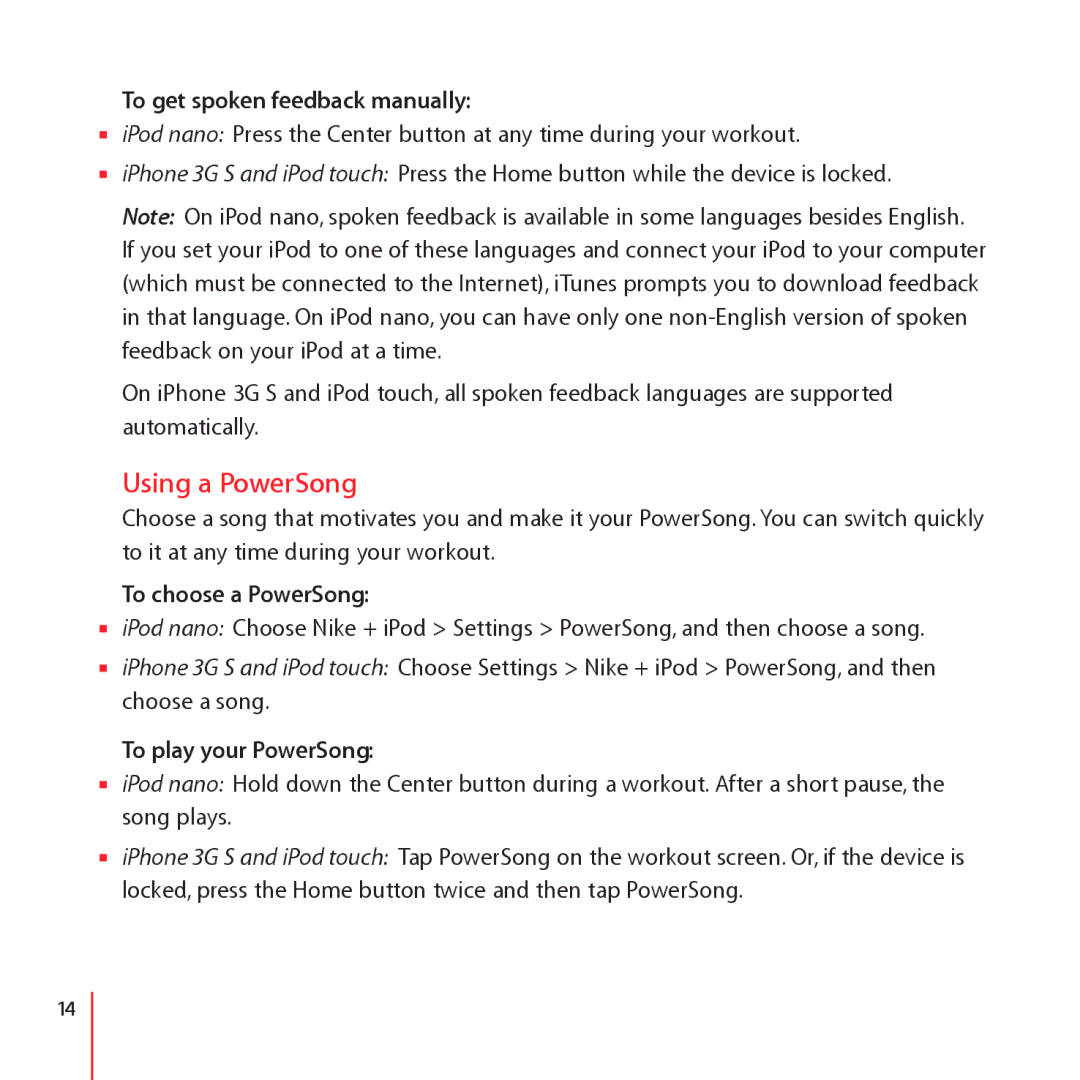 Apple ZM034-4944-A manual Using a PowerSong, To choose a PowerSong, To play your PowerSong 