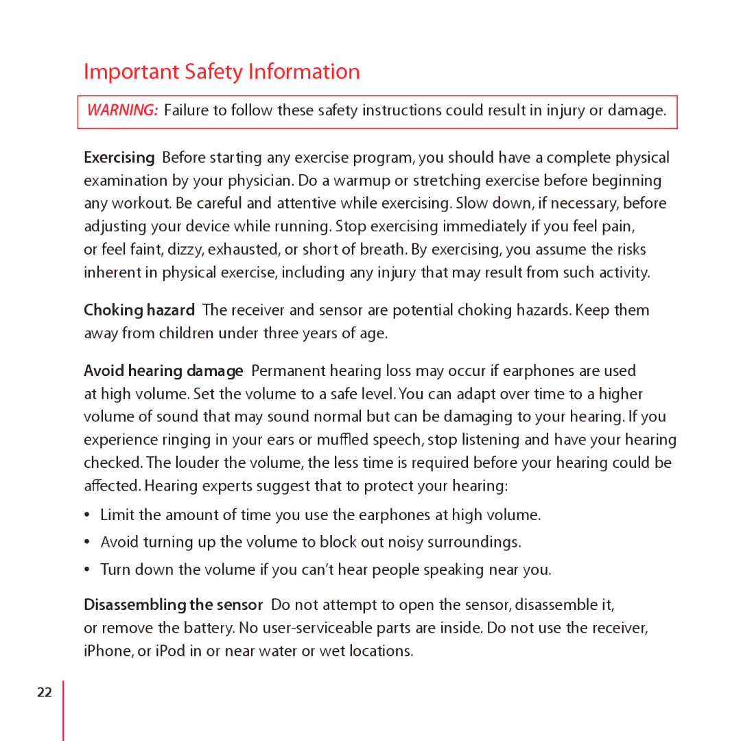 Apple ZM034-4944-A manual Important Safety Information 