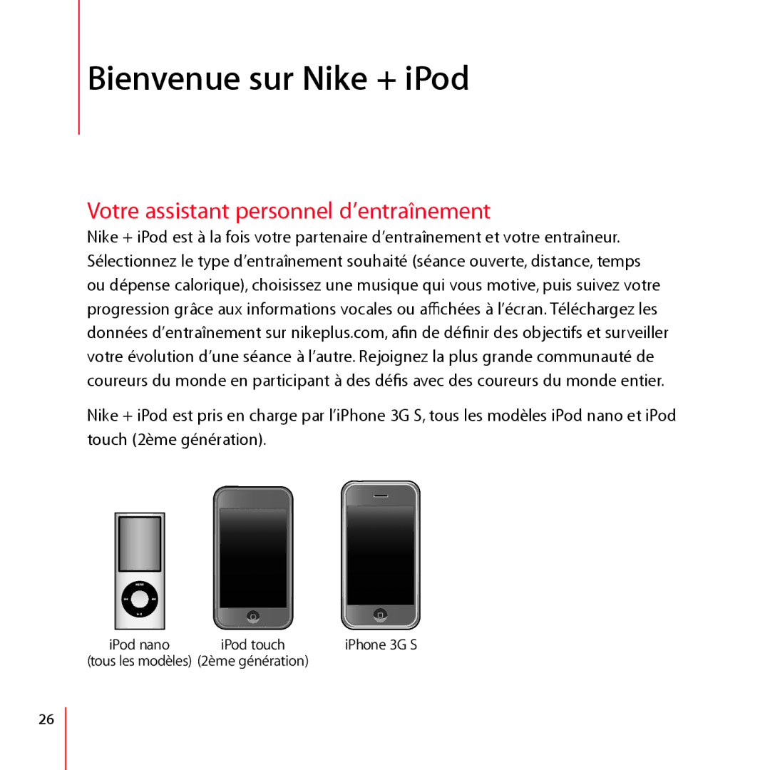 Apple ZM034-4944-A manual Bienvenue sur Nike + iPod, Votre assistant personnel d’entraînement 