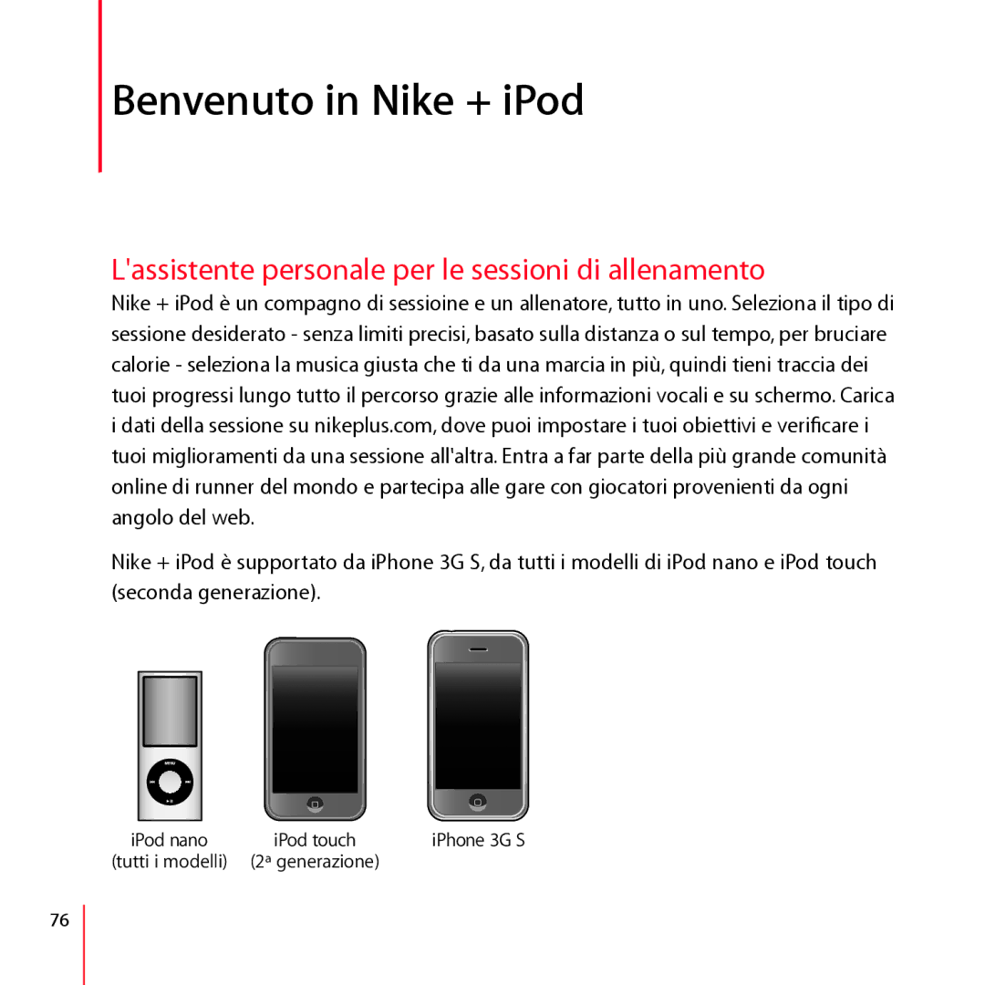 Apple ZM034-4944-A manual Benvenuto in Nike + iPod, Lassistente personale per le sessioni di allenamento 