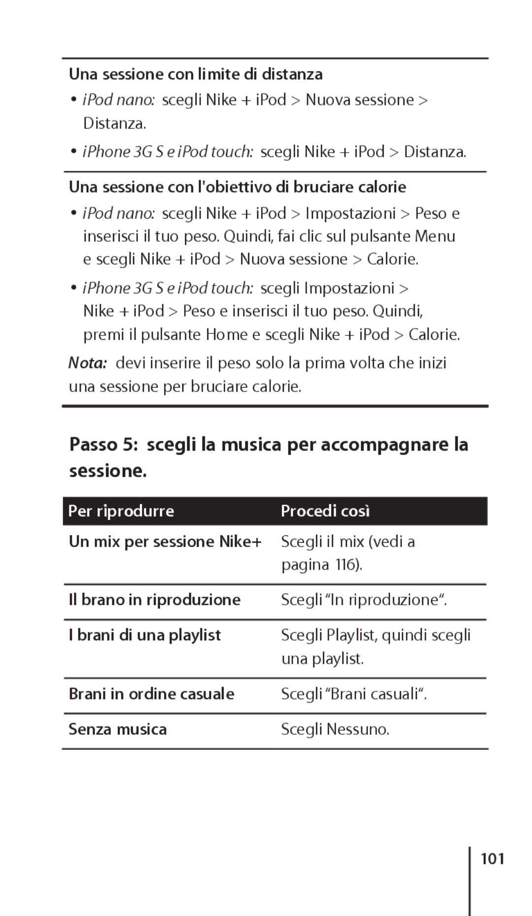 Apple ZM034-4945-A manual Passo 5 scegli la musica per accompagnare la sessione 