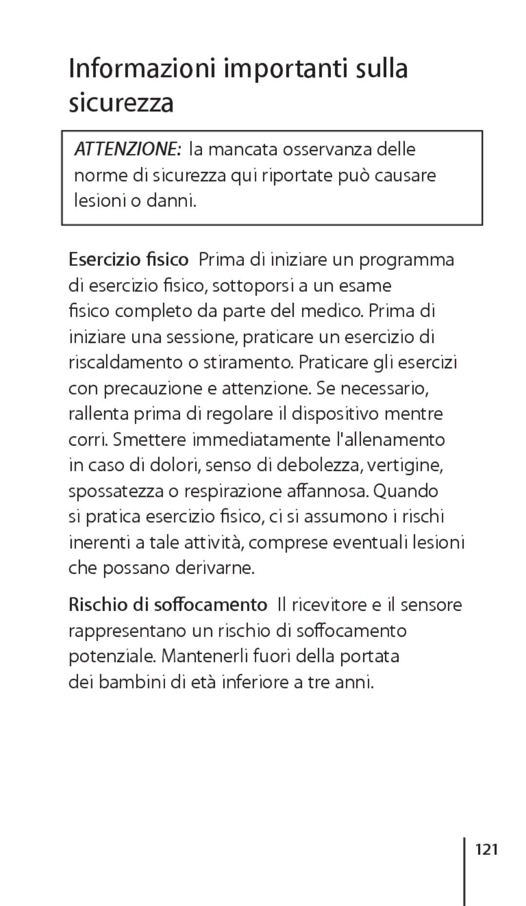 Apple ZM034-4945-A manual Informazioni importanti sulla sicurezza, Dei bambini di età inferiore a tre anni, 121 