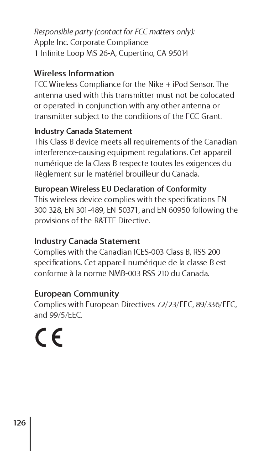 Apple ZM034-4945-A manual Wireless Information, Industry Canada Statement, European Community 