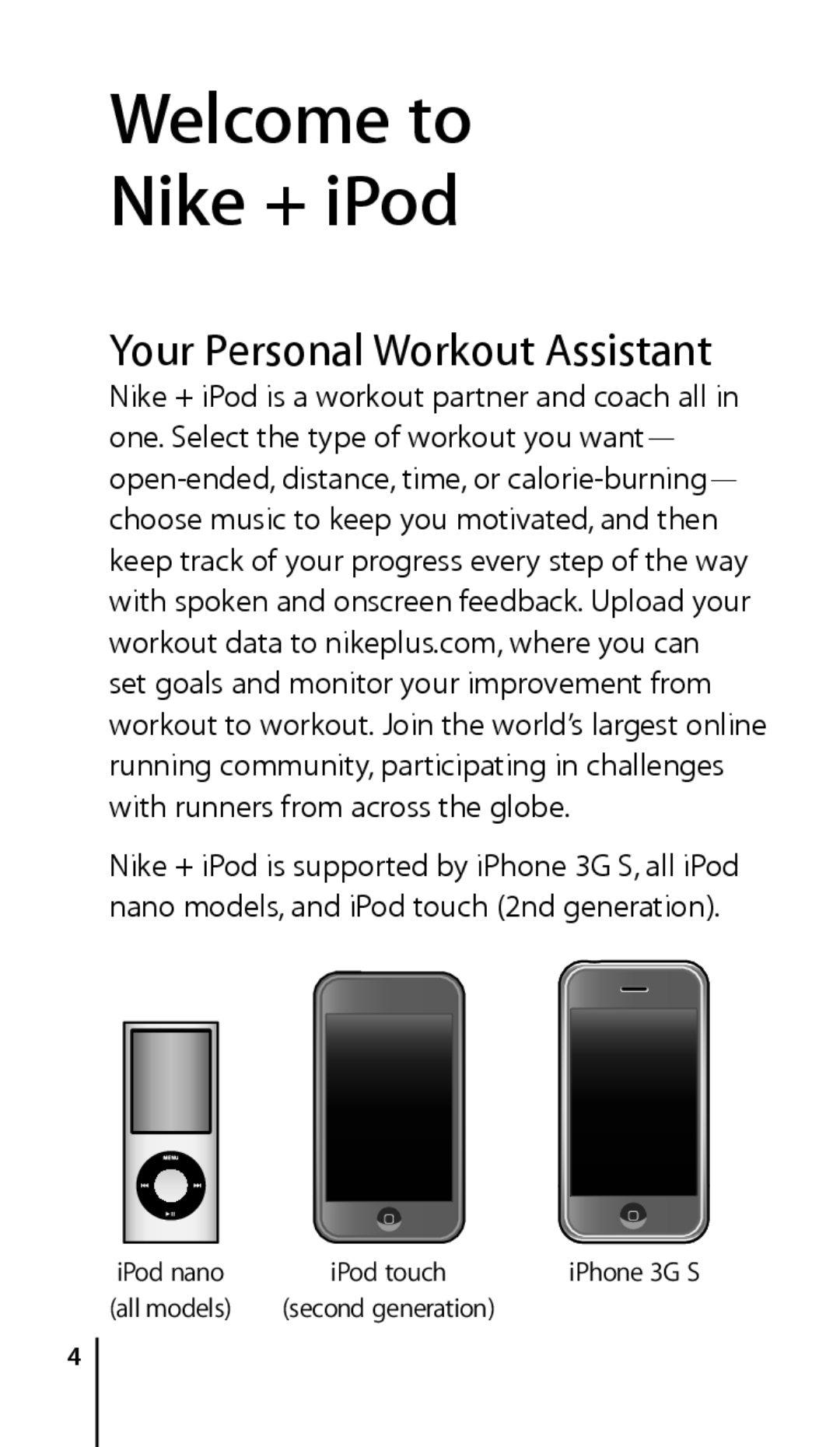 Apple ZM034-4945-A manual Welcome to Nike + iPod, Your Personal Workout Assistant 