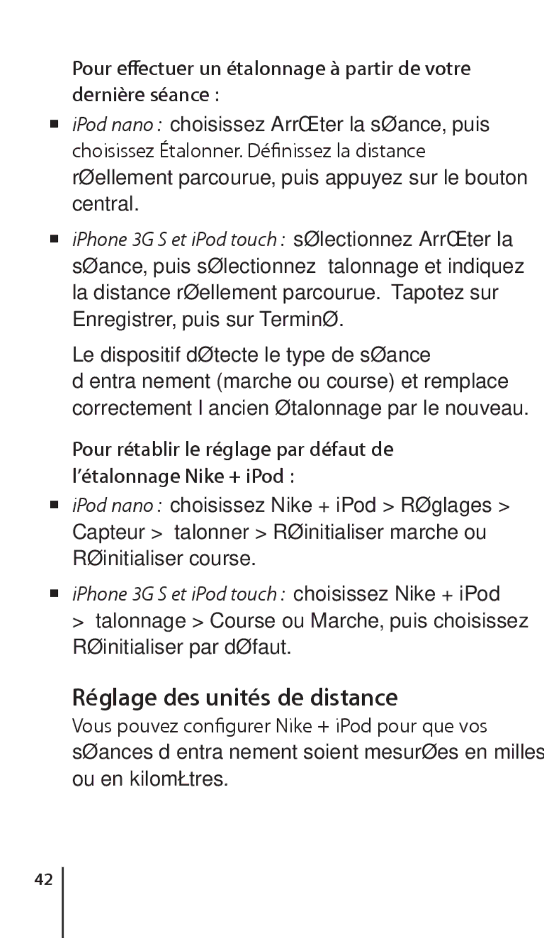 Apple ZM034-4945-A manual Réglage des unités de distance 