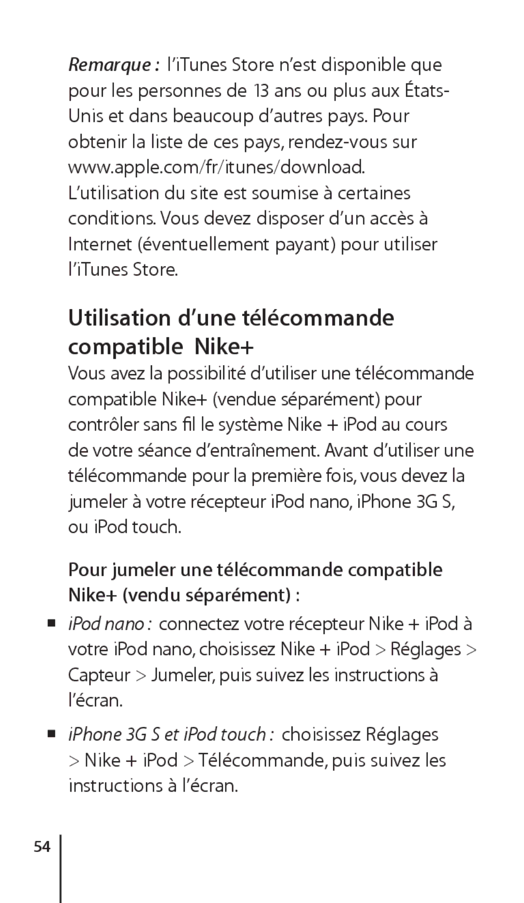 Apple ZM034-4945-A manual Utilisation d’une télécommande compatible Nike+ 