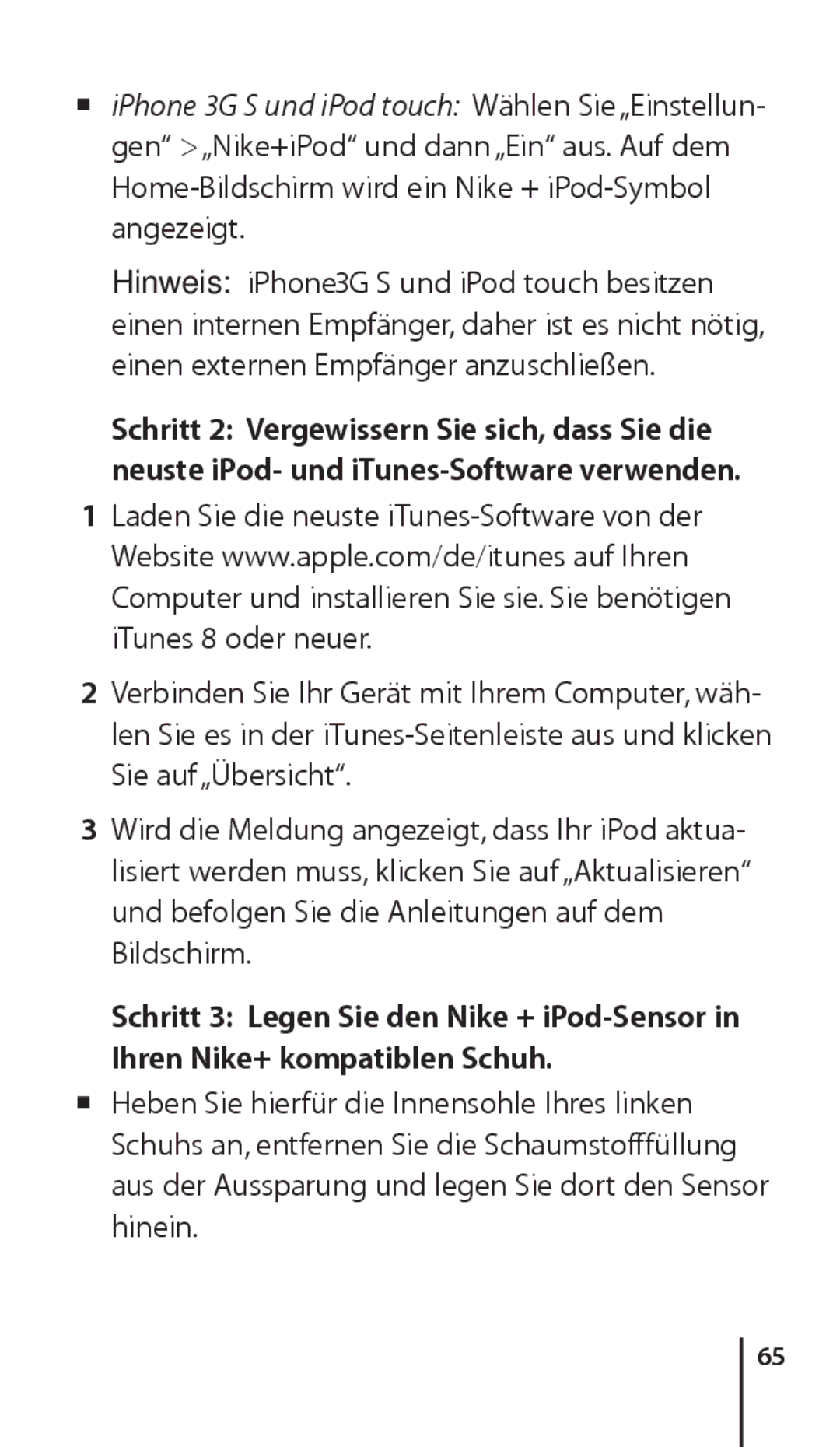 Apple ZM034-4945-A manual Mm iPhone 3G S und iPod touch Wählen Sie „Einstellun­ 